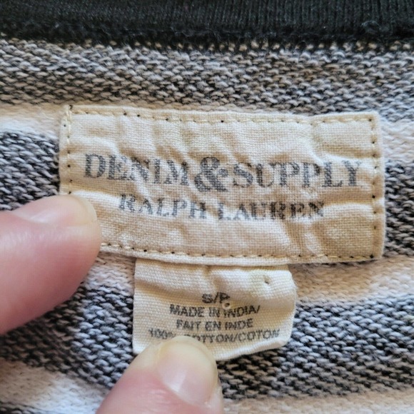 Denim & Supply Ralph Lauren Top Shirt Women Small Black White Striped Knit Basic - Picture 4 of 10